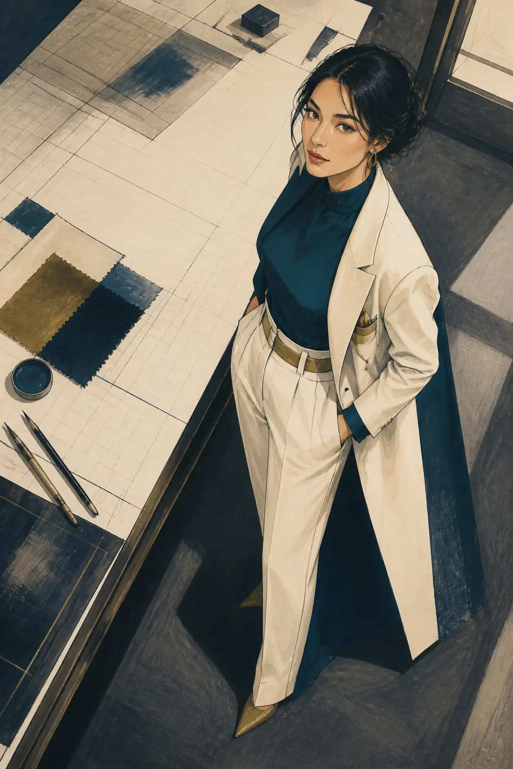 Dramatic Classic original editorial portrait exploring the profile visual language