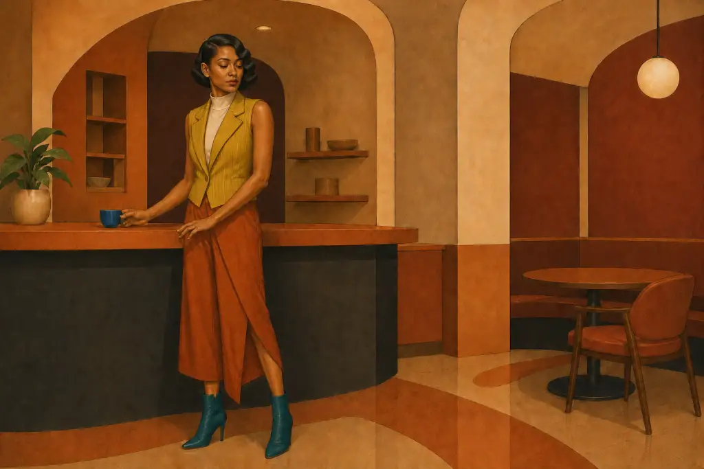 Flamboyant Gamine original editorial wardrobe comparison scene