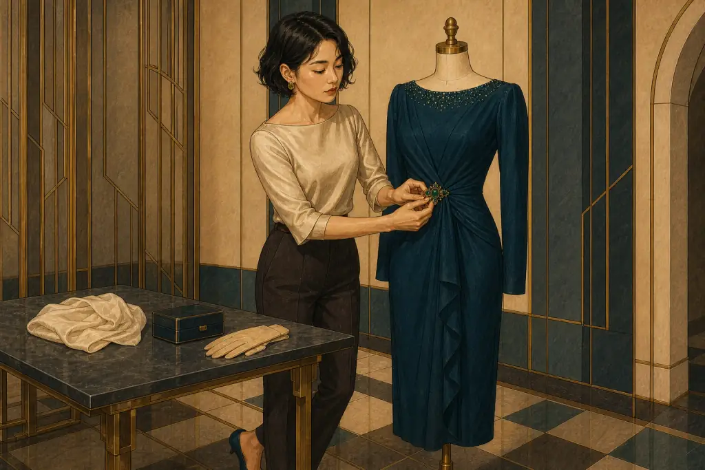 Theatrical Romantic original editorial wardrobe comparison scene